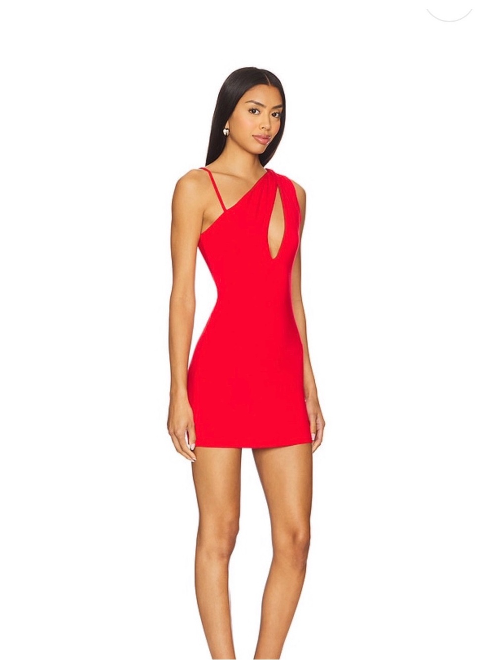 h:ours Red One-Shoulder Cutout Mini Dress